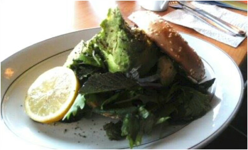 Smashed Avocado, Feta and Rocket Bagel